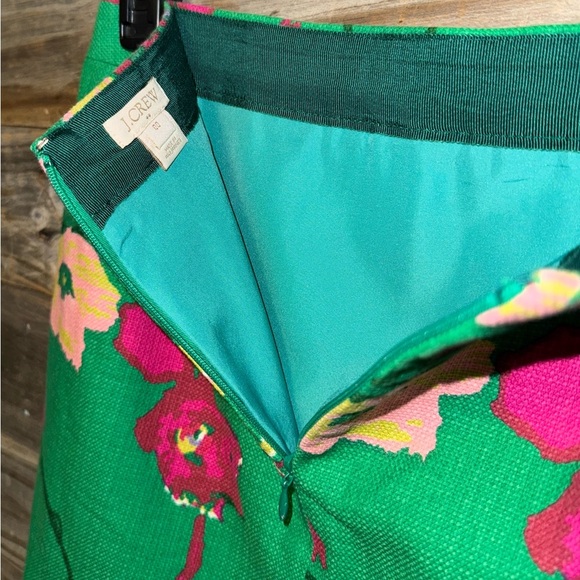 J CrewThe Pencil Skirt Floral Size 00 Green Pink Basket weave Springtime Summer. - Picture 3 of 3